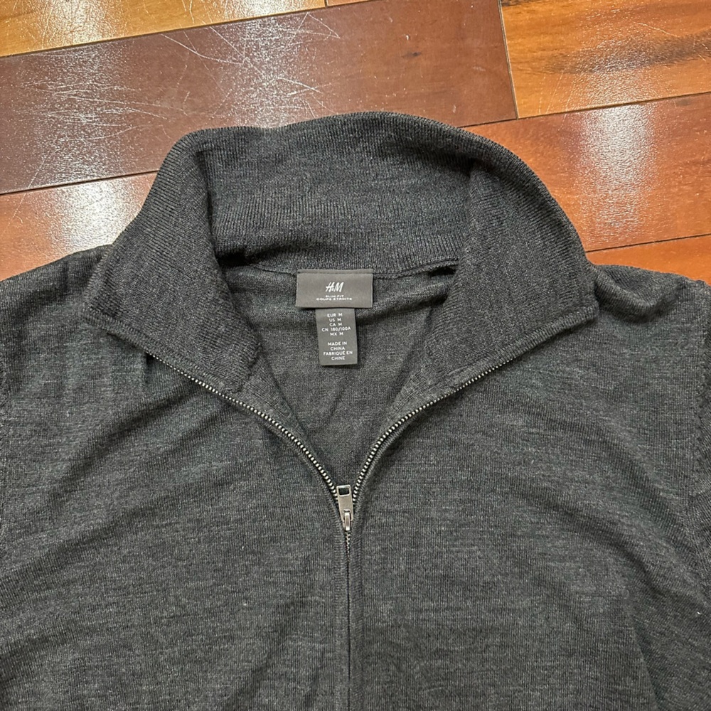 H&M Men's Charcoal Zip-Up Sweater